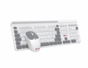 C-TECH klávesnice s myší WLKMC-05W, Bezdrátový set 2.4GHz, CZ, Bílá