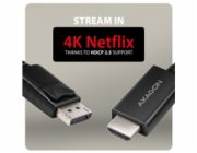 AXAGON RVD-HI20C2, DisplayPort -> HDMI 2.0b redukce / kabel 1.8m, 4K/60Hz