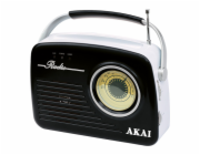 Rádio AKAI, APR-11 BLACK, retro, AM/FM rádio, USB, SD karta, 1,5 W