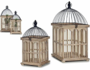 Gift Decor Dárková dekorace klec čtvercová dřevěná přírodní (2 kusy)