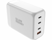 Silver Monkey Nabíječka SMA156 GaN 200W 3x USB-C PD USB-A QC 3.0 s odnímatelným napájecím kabelem - bílá