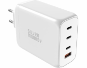 Silver Monkey Nabíječka GaN SMA154 200W 3xUSB-C PD USB-A QC 3.0 - bílá