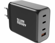 Silver Monkey Nabíječka Nabíječka Silver Monkey GaN SMA153 200W 3xUSB-C PD USB-A QC 3.0 - Černá