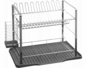 5five Dvouúrovňový odkapávač na nádobí, praktický kuchyňský odkapávač s táckem odolným vůči vlhkosti