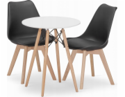 Leobert Sada kulatého stolu TODI 60 cm bílý + 2 židle MARK černé