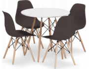 Leobert Sada bílý kulatý stůl TODI 80 + 4 konferenční židle OSAKA