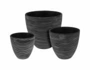 Keramické květináče sada 3 ks černá KO-066900350