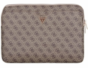 Guess Hnědá kabelka Sleeve 14 4G s trojúhelníkovým logem a zipem