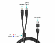 CONNECT IT Wirez 4in1 1x USB-C, 1x Lightning, 1,25 m, ČERNÝ