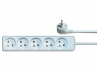 Prodlužovací kabel 1,5m / 5 zásuvek / bílý / PVC / 1mm2