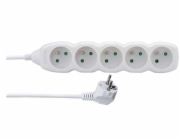 Prodlužovací kabel 1,5m / 5 zásuvek / bílý / PVC / 1mm2