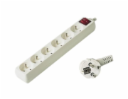 PREMIUMCORD Prodlužovací přívod 230V 7m, 6 zásuvek + vypínač, bílá