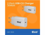 Club3D Nabíječka, USB-C, Power Delivery 15V/2A, 2-pack, bílá