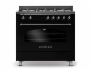 Sporák Vestfrost, VC-993wnPBK, plynový, retro, 9 pečících programů, s troubou, objem 105 L, 5 hořáků, max. 3200 W