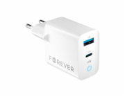 Rychlonabíječka do sítě Forever GaN TC-06-65AC PD QC 1x USB-C 1x USB 65W bílá