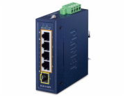 Planet IGS-514PT kompaktní průmyslový L2/L4 switch, 4x1Gb, 1x1G SFP, 4x1Gb PoE+ 802.3at 120W, -40~75°C, IP30, fanless