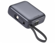 Swissten Power bank 10000 mAh s integrovanými kabely - USB-C, A, Lightning / šedá