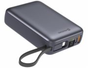 Swissten Power bank 20000 mAh s integrovanými kabely - USB-C, A, Lightning / šedá