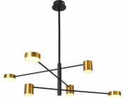 Italux Závěsná lampa Stropní lampa modernistická REMDAL PND-16374-6-BK-GD-4K Italux kovové SVÍTIDLO molekuly LED 36W 4000K tyčinky černá zlatá