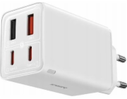 Baseus Rychlonabíječka OS-Baseus GaN6 Pro Fast Charger 2C+2U 65W EU Moon White (s mini bílým kabelem Type-C na Type-C 100W (20V/5A) 1m bílá)