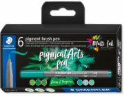 Staedtler STAEDTLER MultiInk pigmentové umělecké štětcové pero sada 6 kusů zelené a turecké maloobchodní prodej