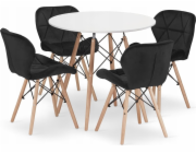 Leobert Sada kulatého stolu TODI 80 bílých + 4 židle LAGO černé