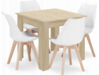 Leobert Sada čtvercového stolu 80x80 dub sonoma + 4 bílé ...