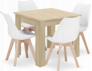 Leobert Sada čtvercového stolu 80x80 dub sonoma + 4 bílé židle MARK
