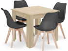 Leobert Sada čtvercového stolu 80x80 dub sonoma + 4 černé...