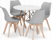 Leobert Sada kulatého stolu TODI 80 cm bílý + 4 židle MARK šedé