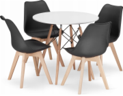 Leobert Sada kulatého stolu TODI 80 cm bílý + 4 židle MARK černé