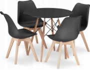 Leobert Sada kulatého stolu TODI 80 cm černý + 4 černé židle MARK