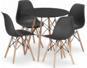 Leobert Sada kulatého stolu TODI 80 cm černý + 4 židle OSAKA černé