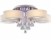 Mdeco Stropní lampa ELMDRS8006/5 TR GL MDECO glamour crystal LUMINAIRE s dálkovým ovládáním zlatobílá