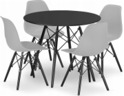 Leobert Sada kulatého stolu TODI 80 černý + 4 židle OSAKA šedá