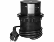 Orno Nábytková zásuvka Orno OR-GM-9017 O10cm, výsuvná ze stolu, s indukční nabíječkou, USB nabíječkou a 15m kabelem 3x2P s Qi 1.2.4 max. 10W 2x USB QC 3.0