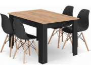 Leobert Sada stolů NP 120x80 Craft Black + 4 židle OSAKA černá