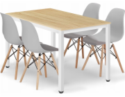 Leobert Sada obdélníkového stolu TESSA 120x60 dub + 4 židle OSAKA šedá