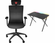 Genesis Křeslo ASTAT 200 G2 černé (NFG-1943) + psací stůl Holm 200 RGB černý 113 cm x 60 cm