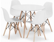 Leobert Sada bílý kulatý stůl TODI 90 + 4 bílé židle OSAKA