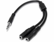 StarTech.com 3.5mm Audio Extension Cable - Slim Audio Splitter Y Cable and Headphone Extender - Male to 2x Female AUX Cable (MUY1MFFS) - Audio separátor - mini-phone stereo 3.5 mm s piny (male) do min