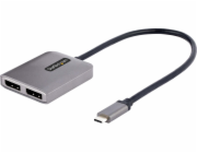 StarTech.com 2-Port USB-C MST Hub, USB Type-C to 2x DisplayPort Multi-Monitor Adapter for Laptop, Dual-DP up to 4K 60Hz w/ DP 1.4 Alt Mode & DSC, HDR, 1ft (30cm) Cable, USB Bus-Powered - Multi-Stream 