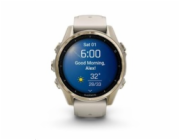 Garmin fenix® 8 – 43 mm, AMOLED, Sapphire, Soft Gold / Fog grey se silikonovým řemínkem, EU