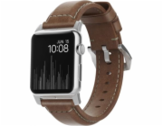 Nomad Řemínek NOMAD Tradiční kožený hnědý 42mm / 44mm konektor stříbrný