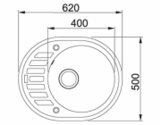 Franke Ronda ROG 611-62 dřez, granit, 62x50x17,5 cm