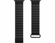 Crong  Eclipse – Apple Watch magnetický kožený řemínek 42/44/45/49 mm (černý)