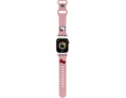 HelloKitty Řemínek Hello Kitty HKAWLSCHBLP pro Apple Watch 42/44/45/49mm růžový silikonový řemínek s hlavou koťátka