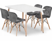 Leobert Sada obdélníkového stolu ADRIA 120x80 bílý + 4 židle LAGO šedé