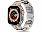 Tech-Protect Řemínek z nerezové oceli pro Apple Watch 4/5/6/7/8/9/SE/Ultra 1/2 42/44/45/49mm titan/oranžový
