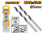 Ingco DBT1200024 Vrták do kovu HSS, sada 2ks, 2mm